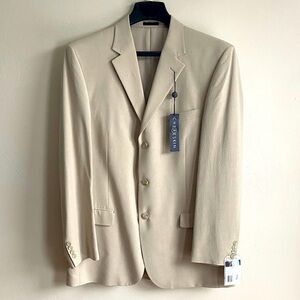NWT 100%Silk Men's Beige Blazer 44L
